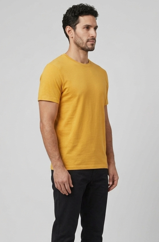 Solid Regular Fit T-Shirt|Mustard| The Mirai