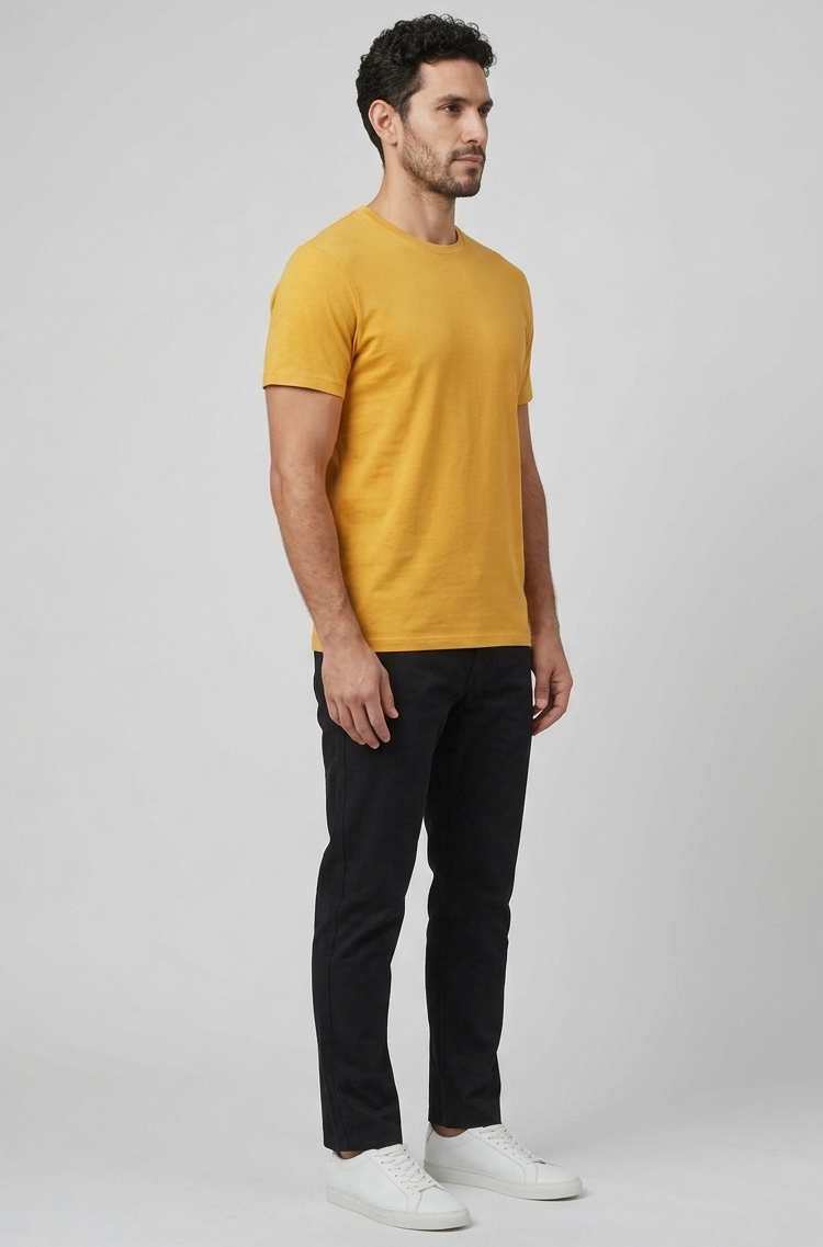 Solid Regular Fit T-Shirt|Mustard| The Mirai