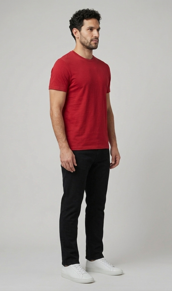 Solid Regular Fit T-Shirt|Red| The Mirai
