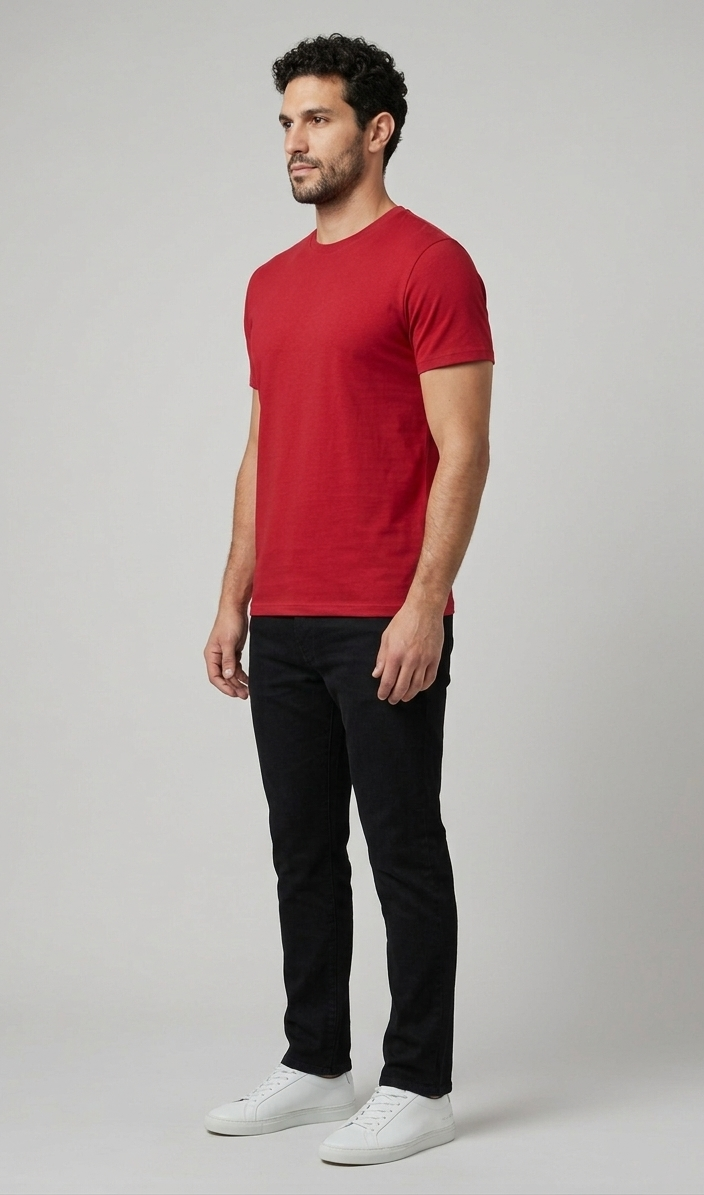 Solid Regular Fit T-Shirt|Red| The Mirai