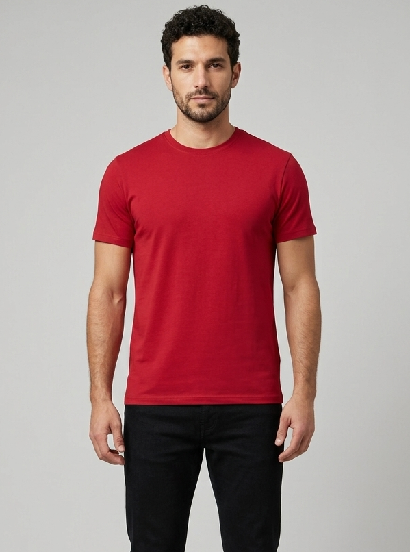 Solid Regular Fit T-Shirt|Red| The Mirai