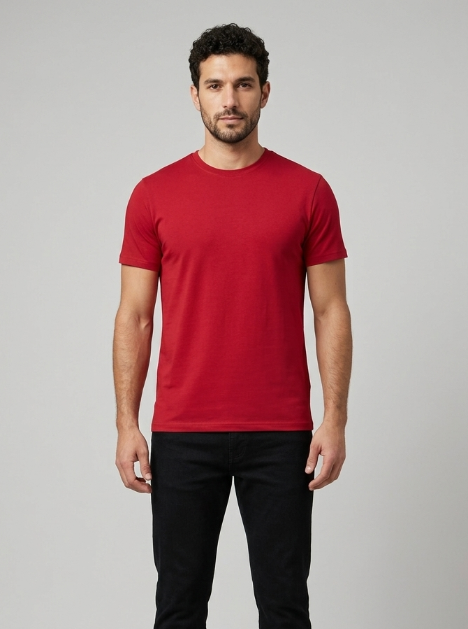 Solid Regular Fit T-Shirt|Red| The Mirai