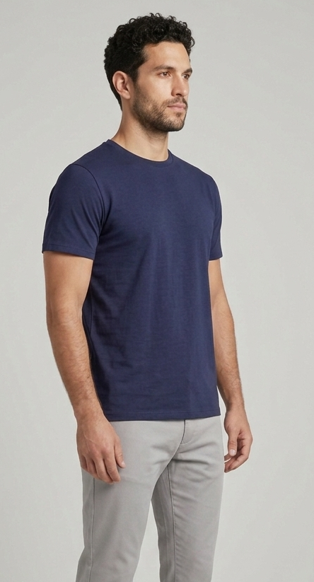 Solid Regular Fit T-Shirt|Navy Blue| The Mirai
