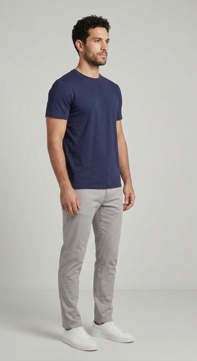 Solid Regular Fit T-Shirt|Navy Blue| The Mirai