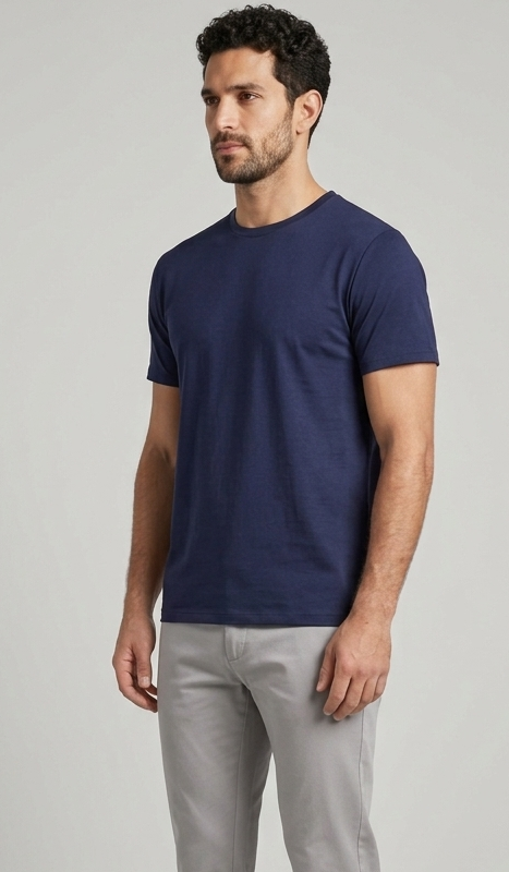 Solid Regular Fit T-Shirt|Navy Blue| The Mirai