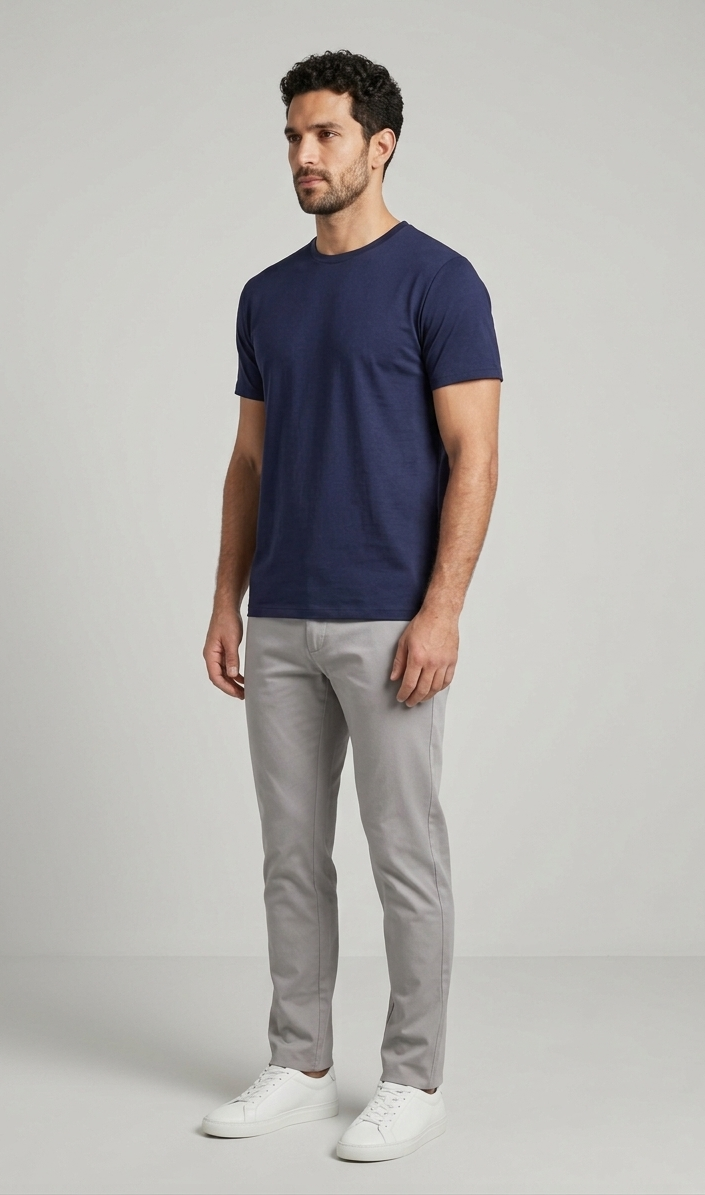 Solid Regular Fit T-Shirt|Navy Blue| The Mirai