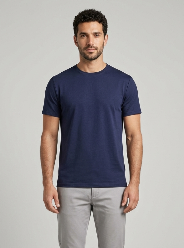 Solid Regular Fit T-Shirt|Navy Blue| The Mirai