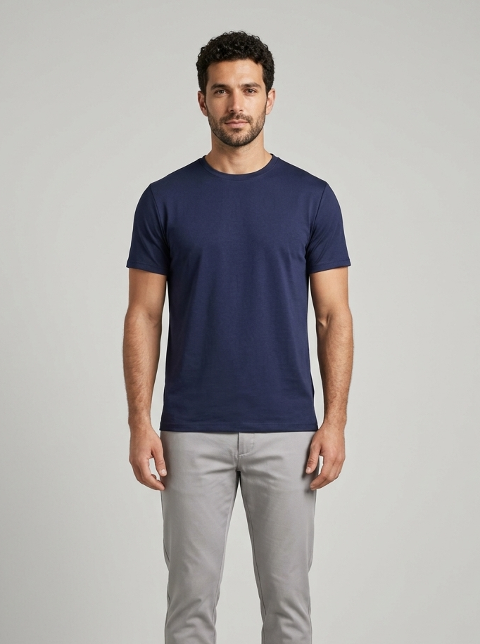Solid Regular Fit T-Shirt|Navy Blue| The Mirai