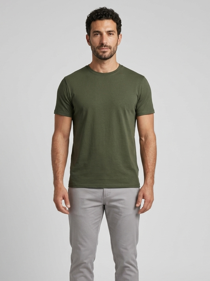 Solid Regular Fit T-Shirt|Olive Green| The Mirai