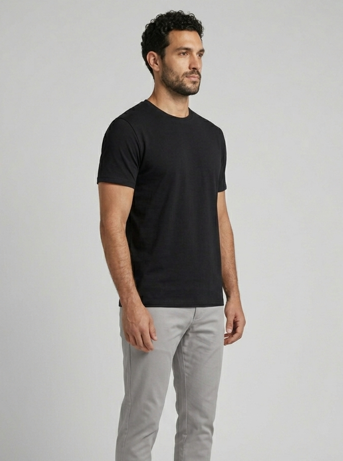 Solid Regular Fit T-Shirt|Black| The Mirai