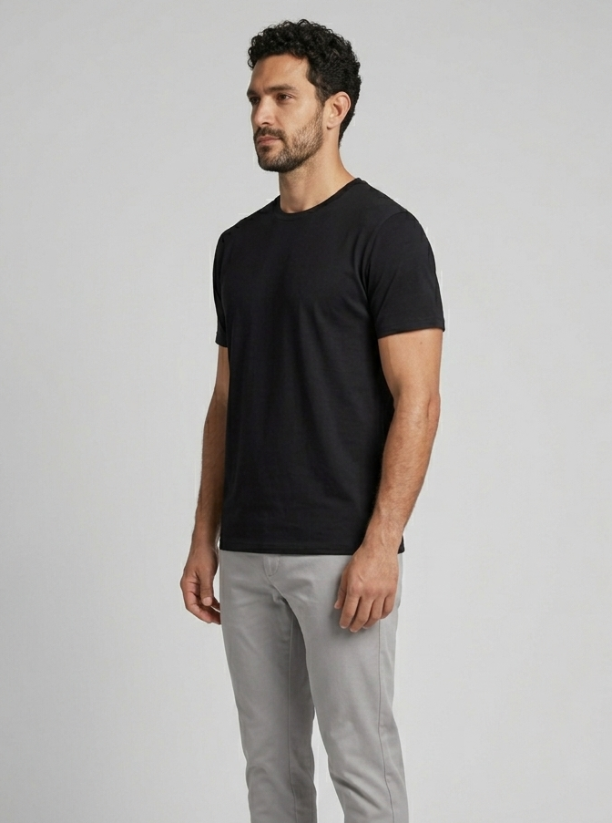 Solid Regular Fit T-Shirt|Black| The Mirai