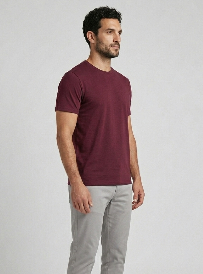 Solid Regular Fit T-Shirt|Maroon| The Mirai