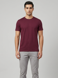 Solid Regular Fit T-Shirt|Maroon| The Mirai