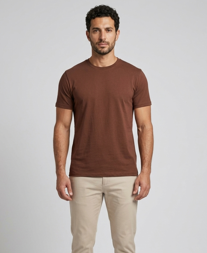 Solid Regular Fit T-Shirt|Mocha Brown| The Mirai
