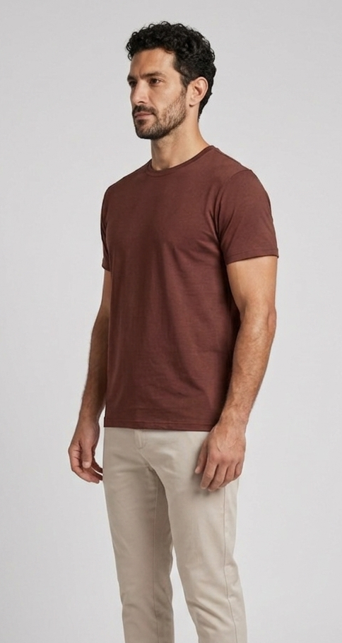 Solid Regular Fit T-Shirt|Mocha Brown| The Mirai