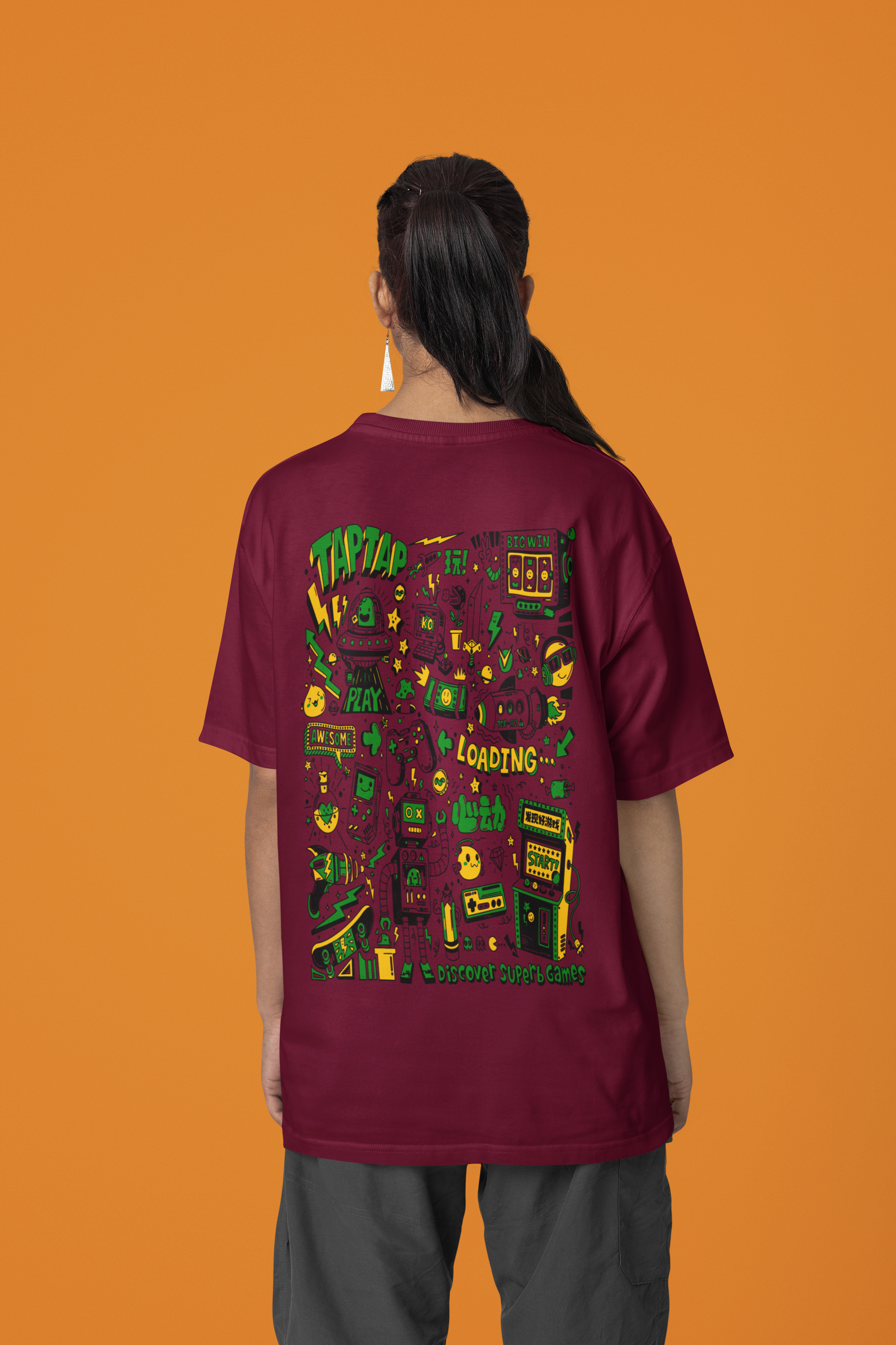 Women's "Tap Tap Gaming" Printed Oversized T-shirt | Available in 2 Colors