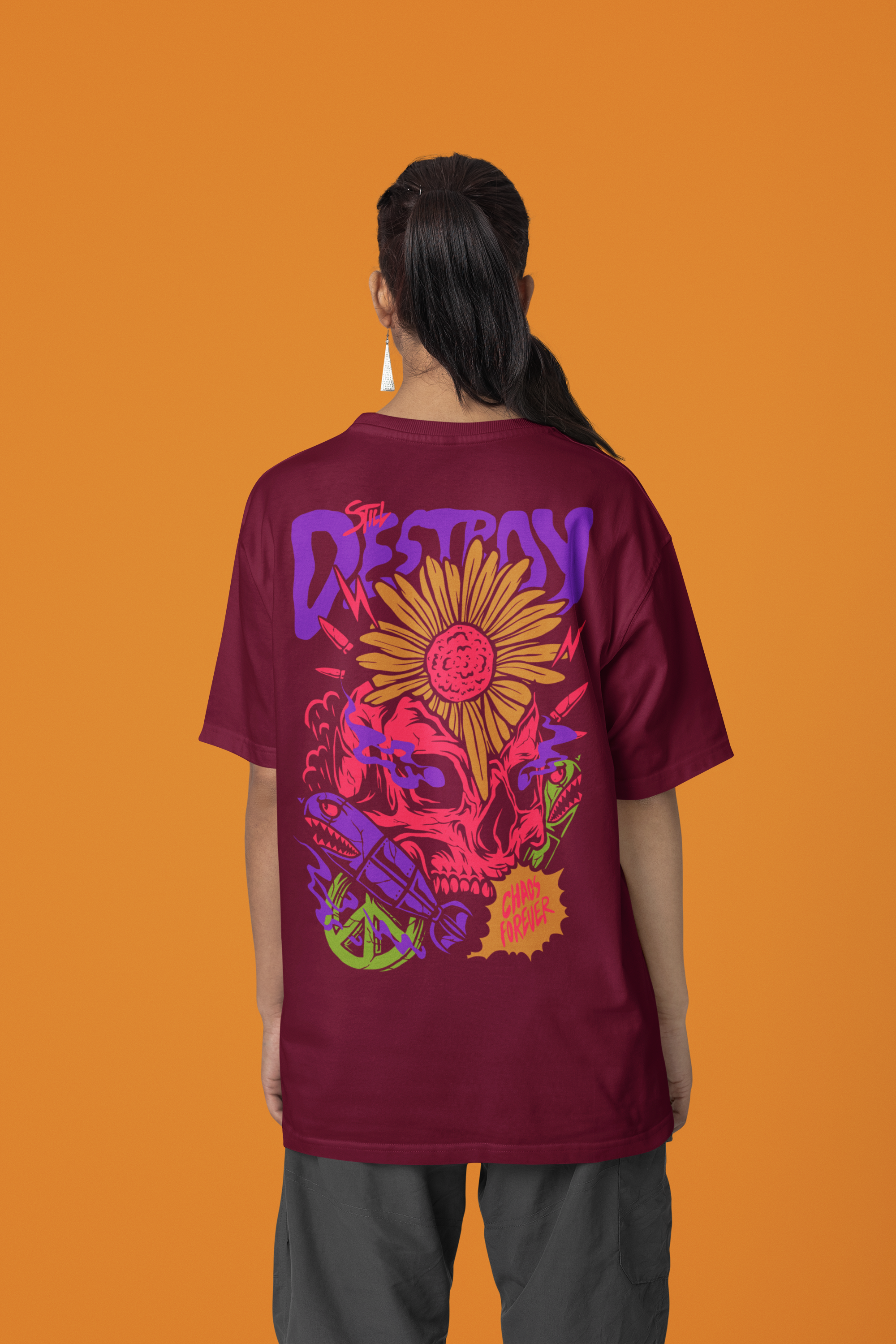 Women's "Chaos" Printed Oversized T-Shirt | Available in 3 Colors