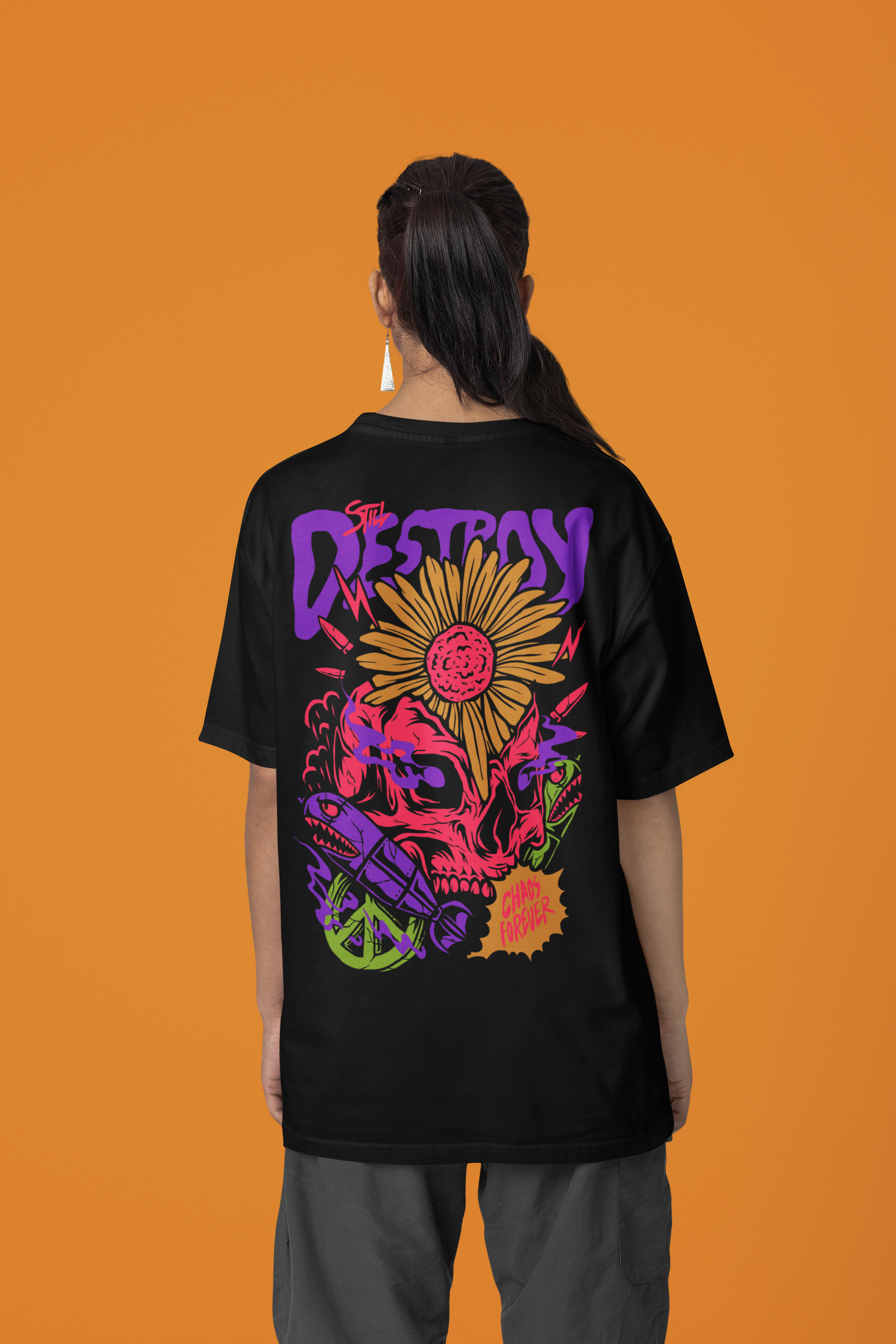 Women's "Chaos" Printed Oversized T-Shirt | Available in 3 Colors