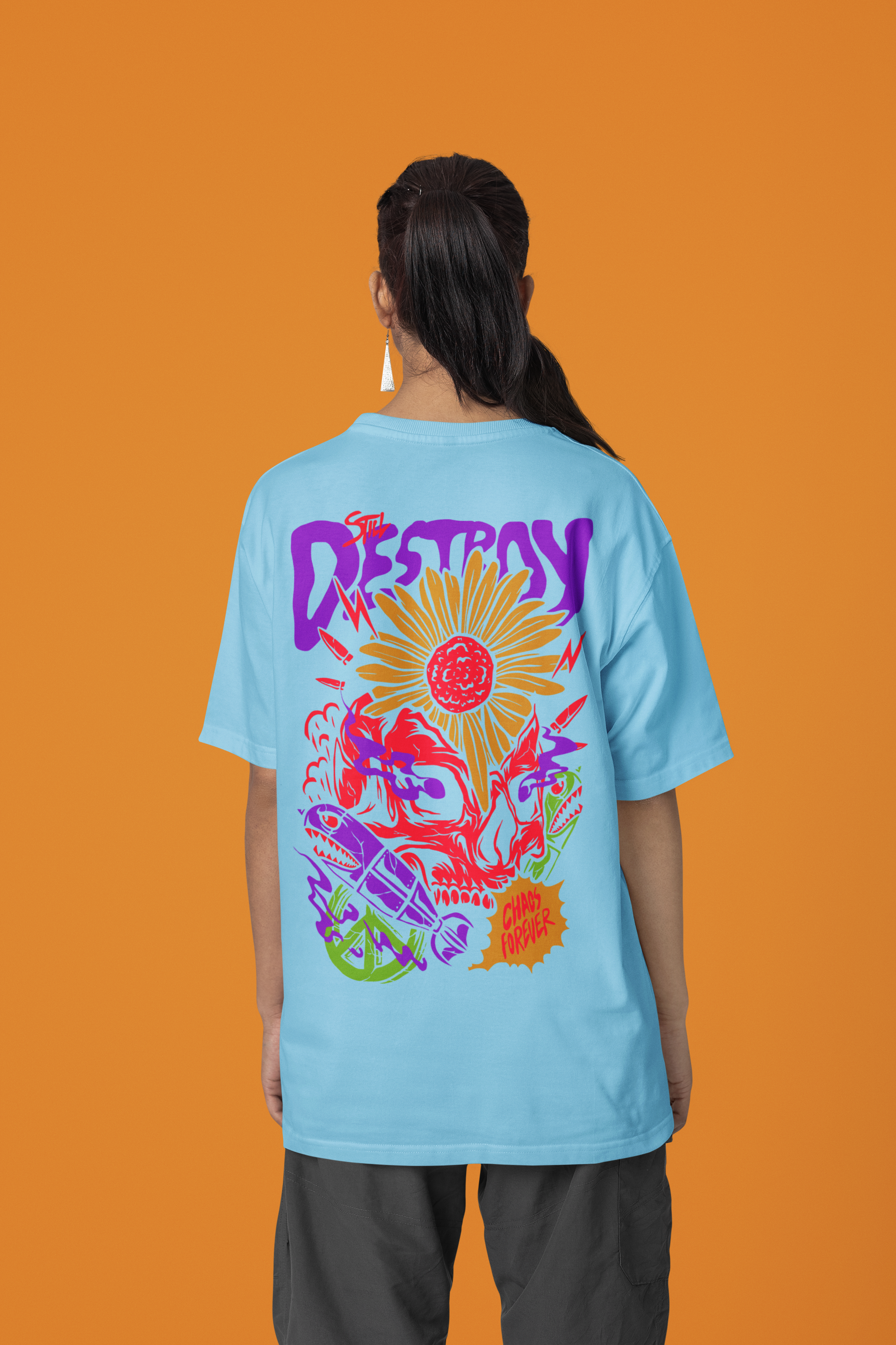 Women's "Chaos" Printed Oversized T-Shirt | Available in 3 Colors