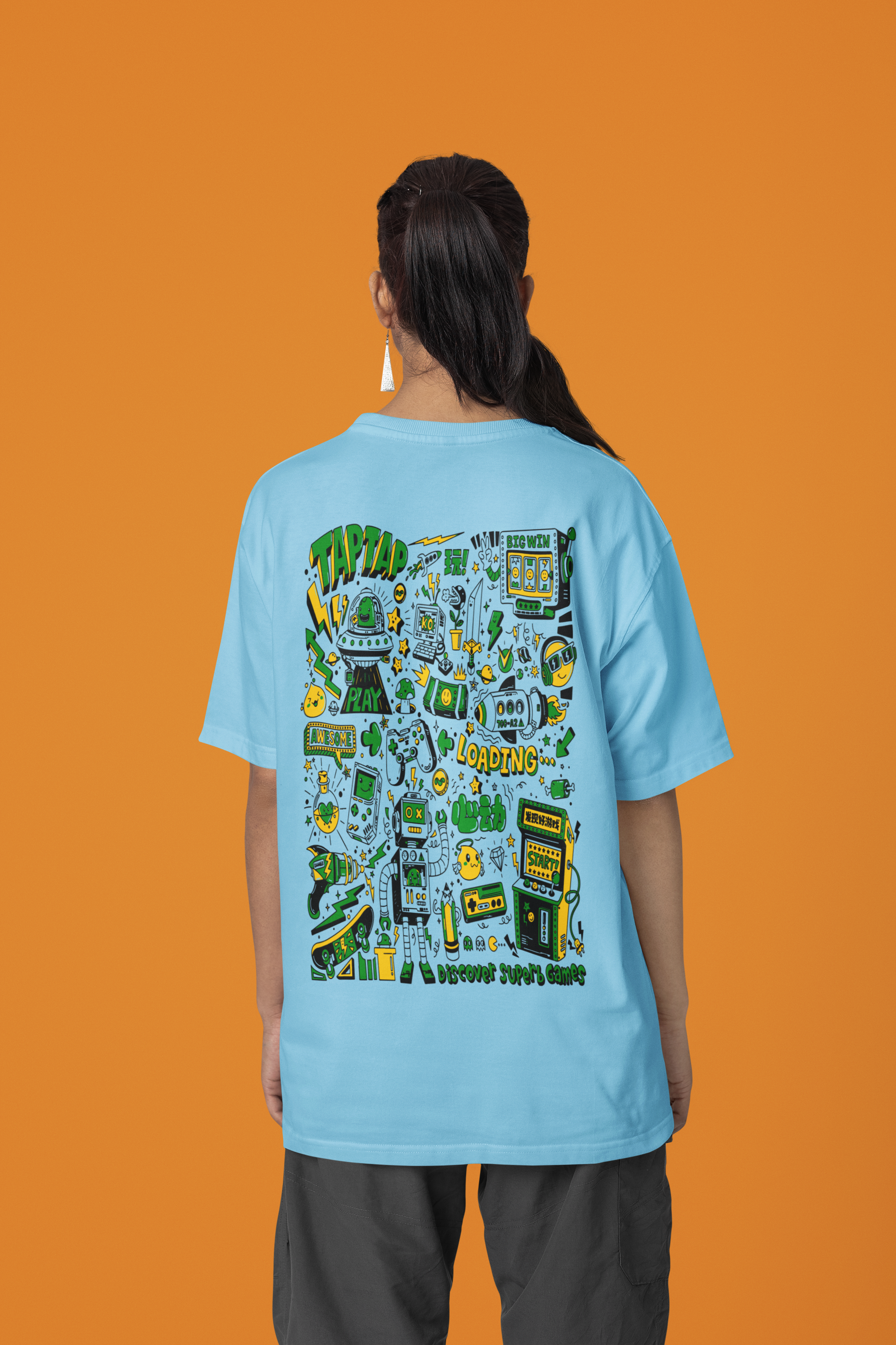 Women's "Tap Tap Gaming" Printed Oversized T-shirt | Available in 2 Colors