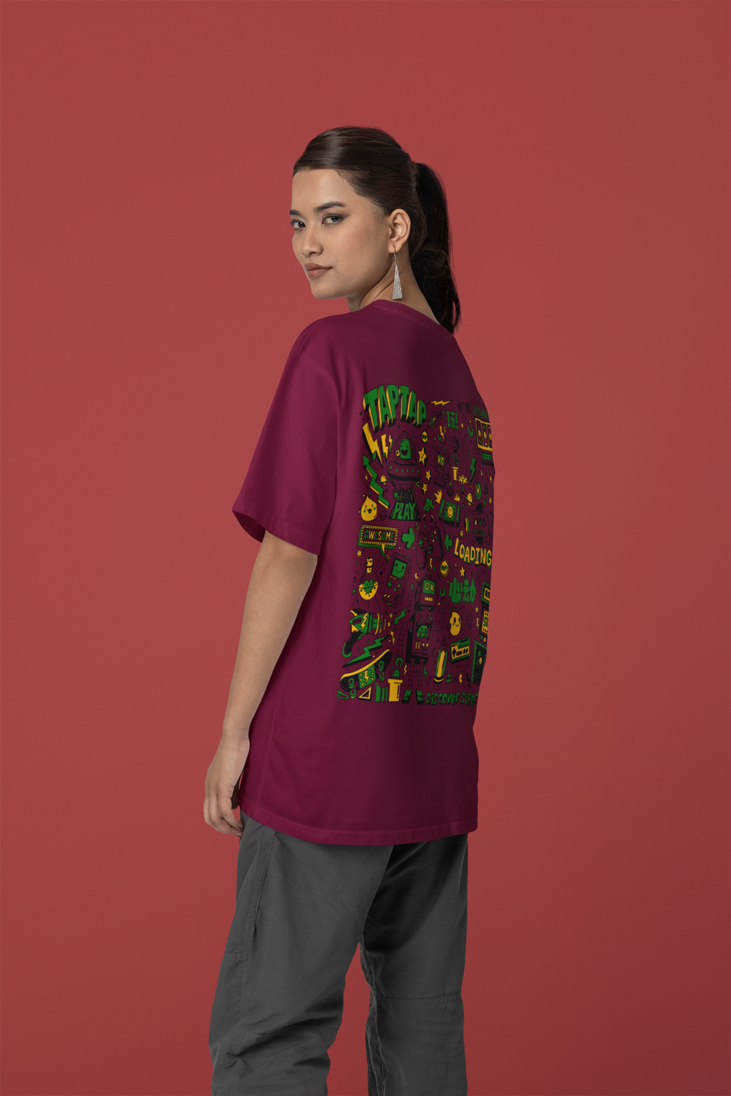 Women's "Tap Tap Gaming" Printed Oversized T-shirt | Available in 2 Colors