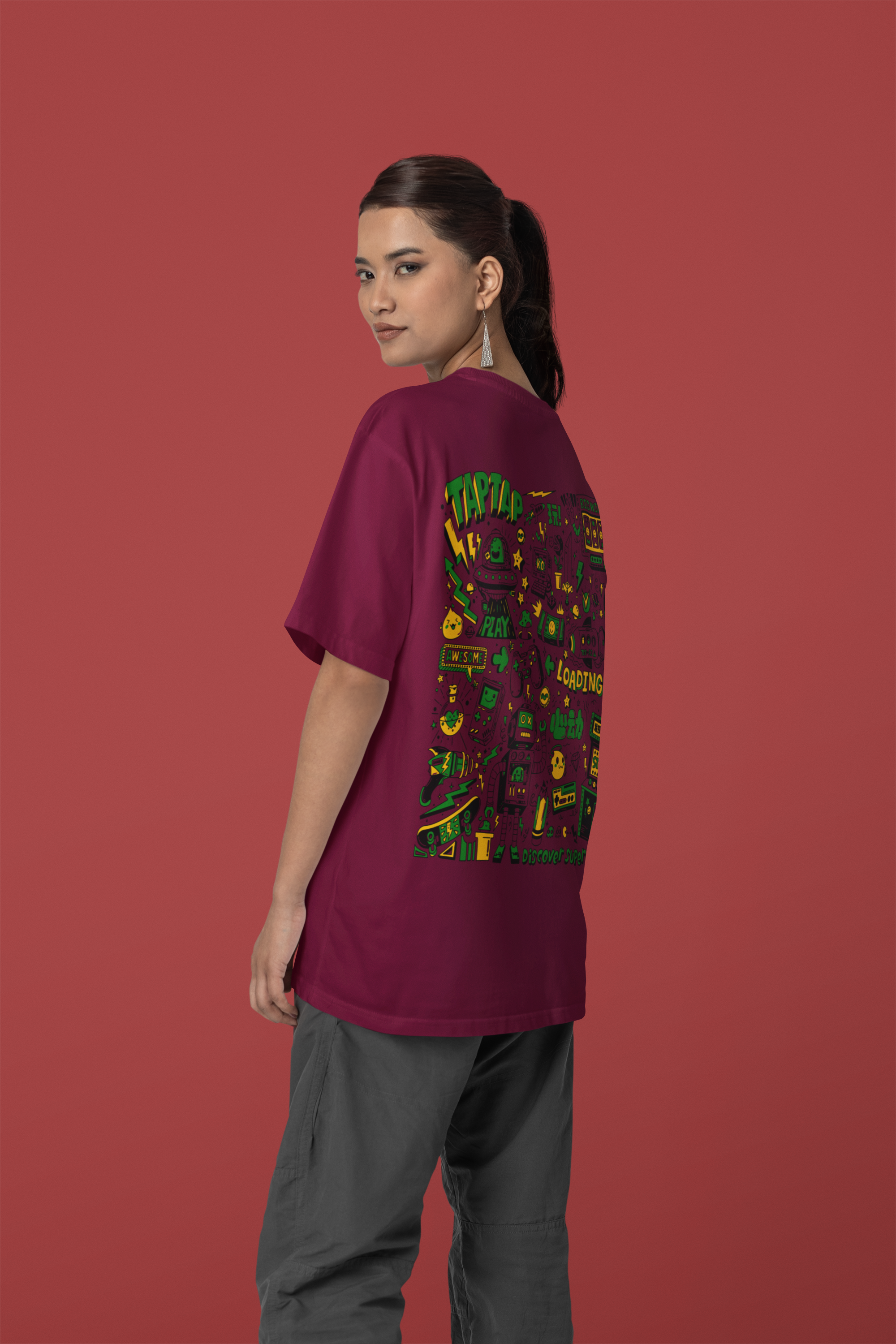 Women's "Tap Tap Gaming" Printed Oversized T-shirt | Available in 2 Colors