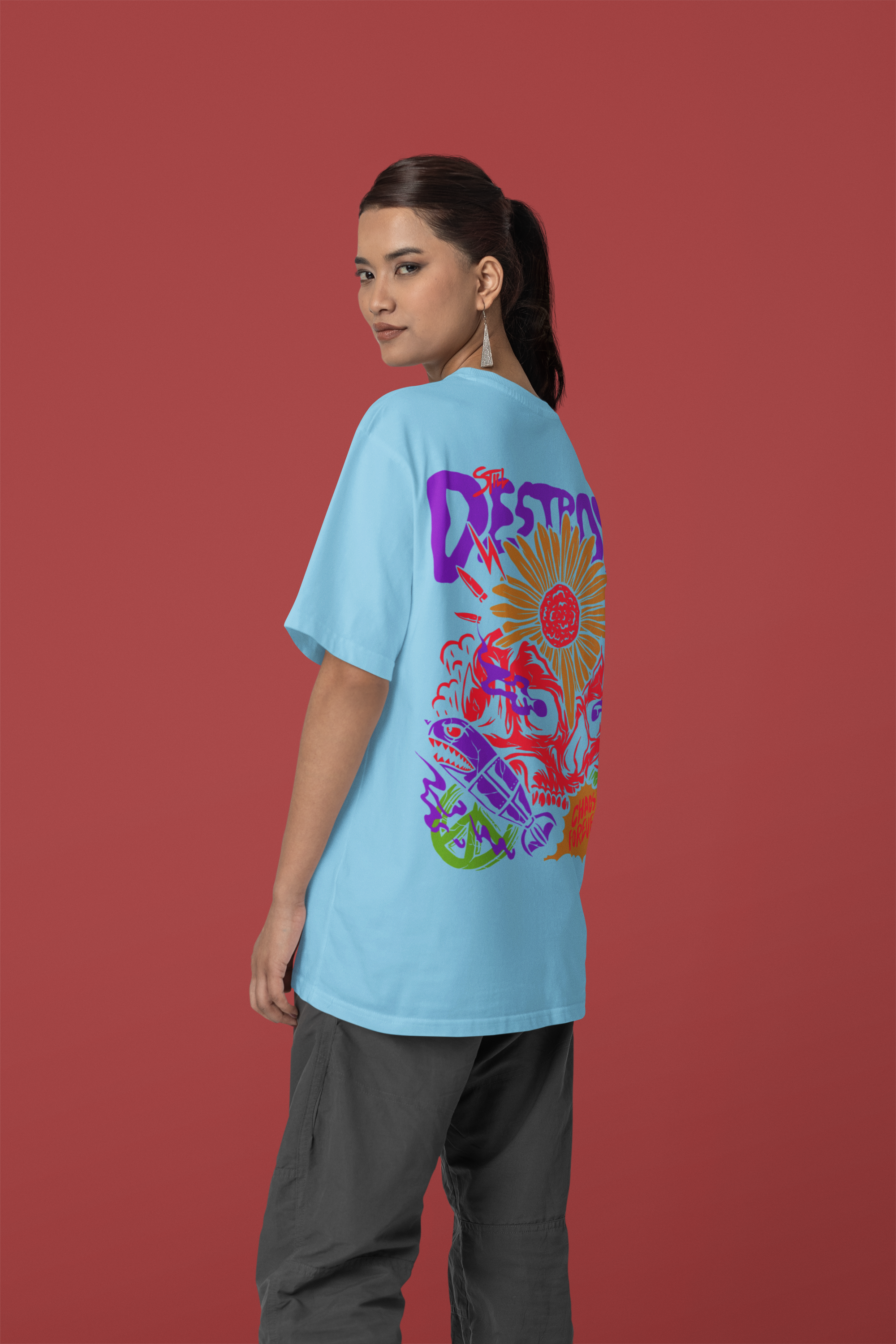 Women's "Chaos" Printed Oversized T-Shirt | Available in 3 Colors