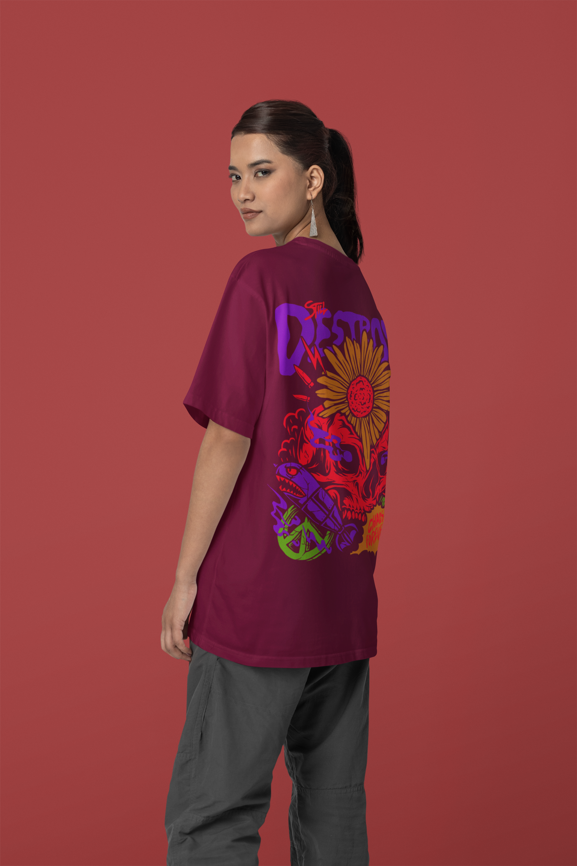 Women's "Chaos" Printed Oversized T-Shirt | Available in 3 Colors