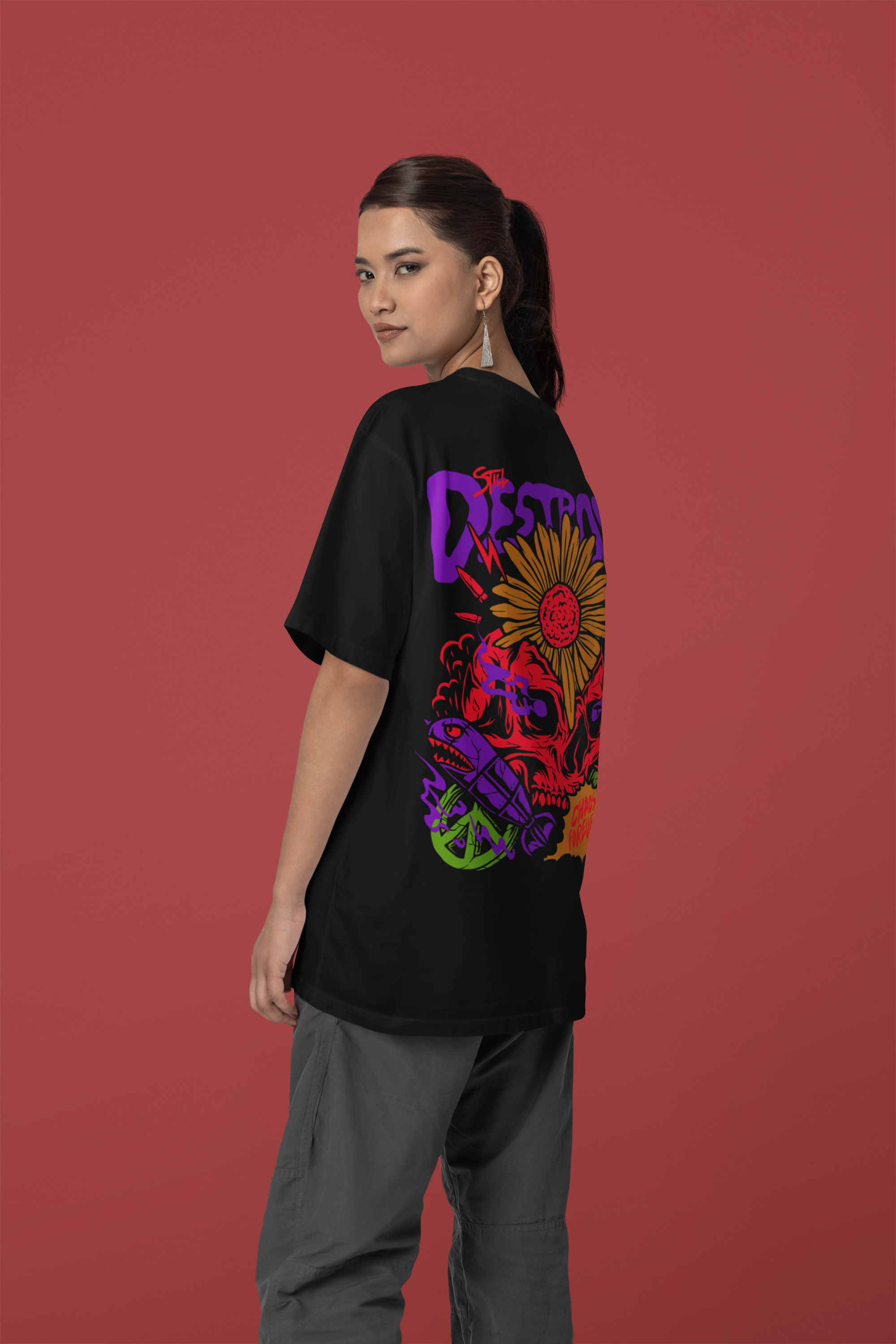 Women's "Chaos" Printed Oversized T-Shirt | Available in 3 Colors