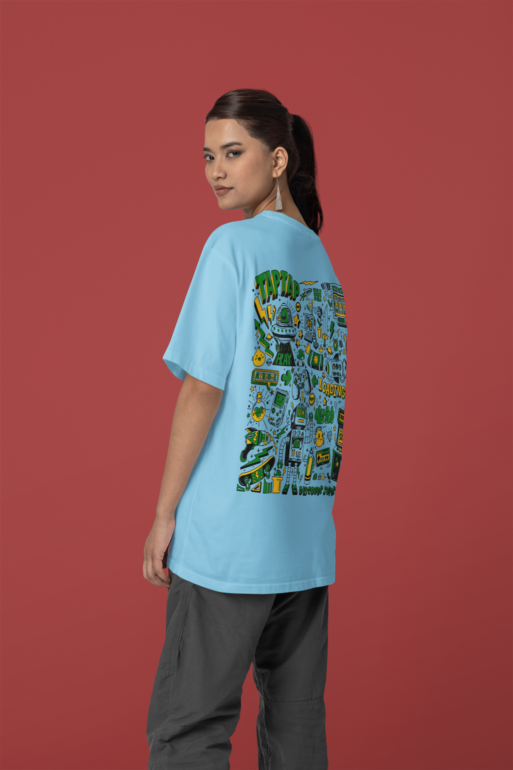 Women's "Tap Tap Gaming" Printed Oversized T-shirt | Available in 2 Colors