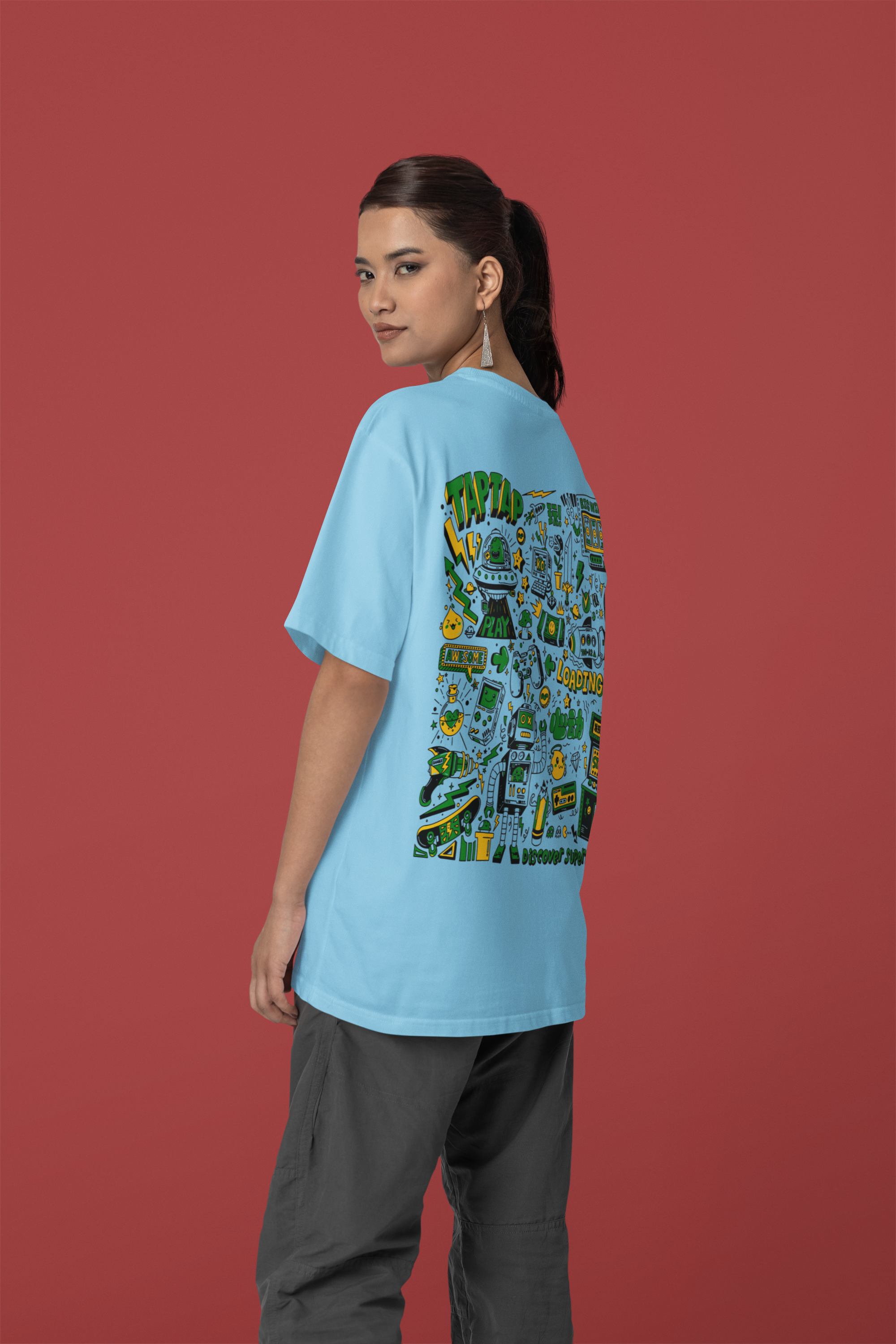 Women's "Tap Tap Gaming" Printed Oversized T-shirt | Available in 2 Colors