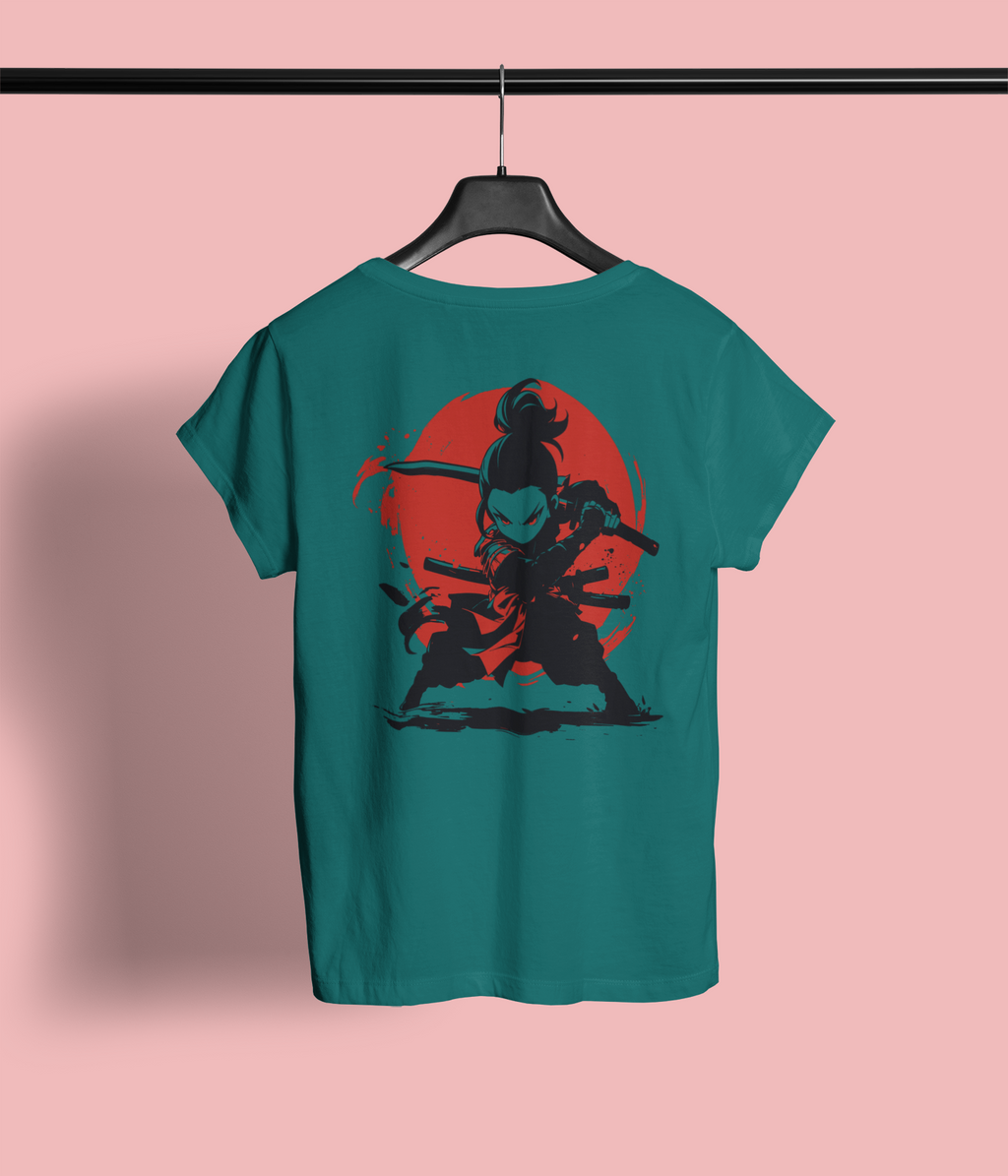 Women's "Warrior Kid" Back Printed Tshirt | Available in 4 Colors