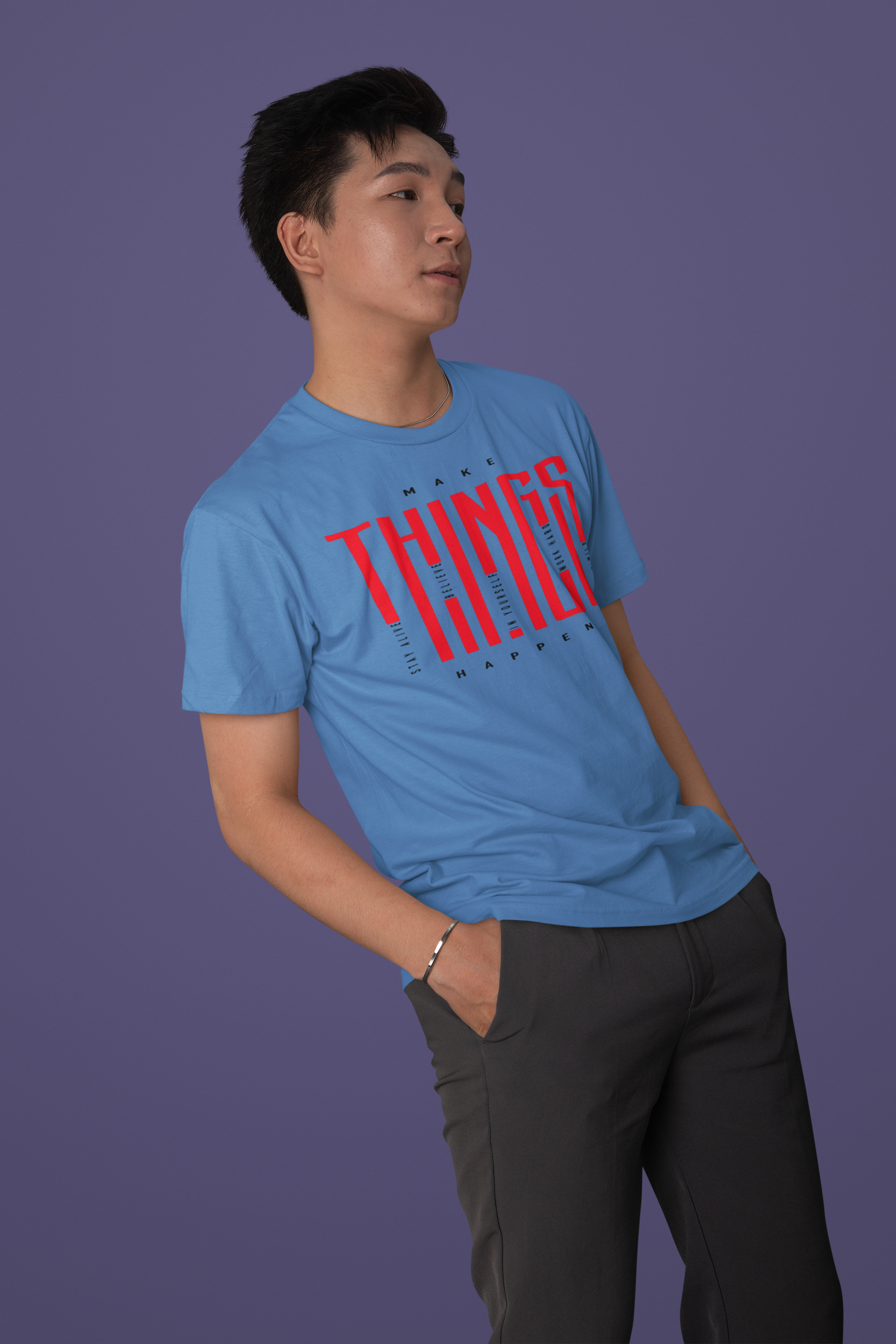 Men’s Regular Fit Cotton T-Shirt| Make Things Happen | The Mirai