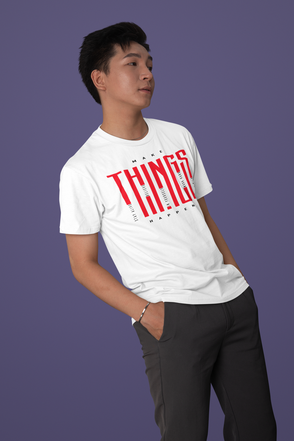Men’s Regular Fit Cotton T-Shirt| Make Things Happen | The Mirai