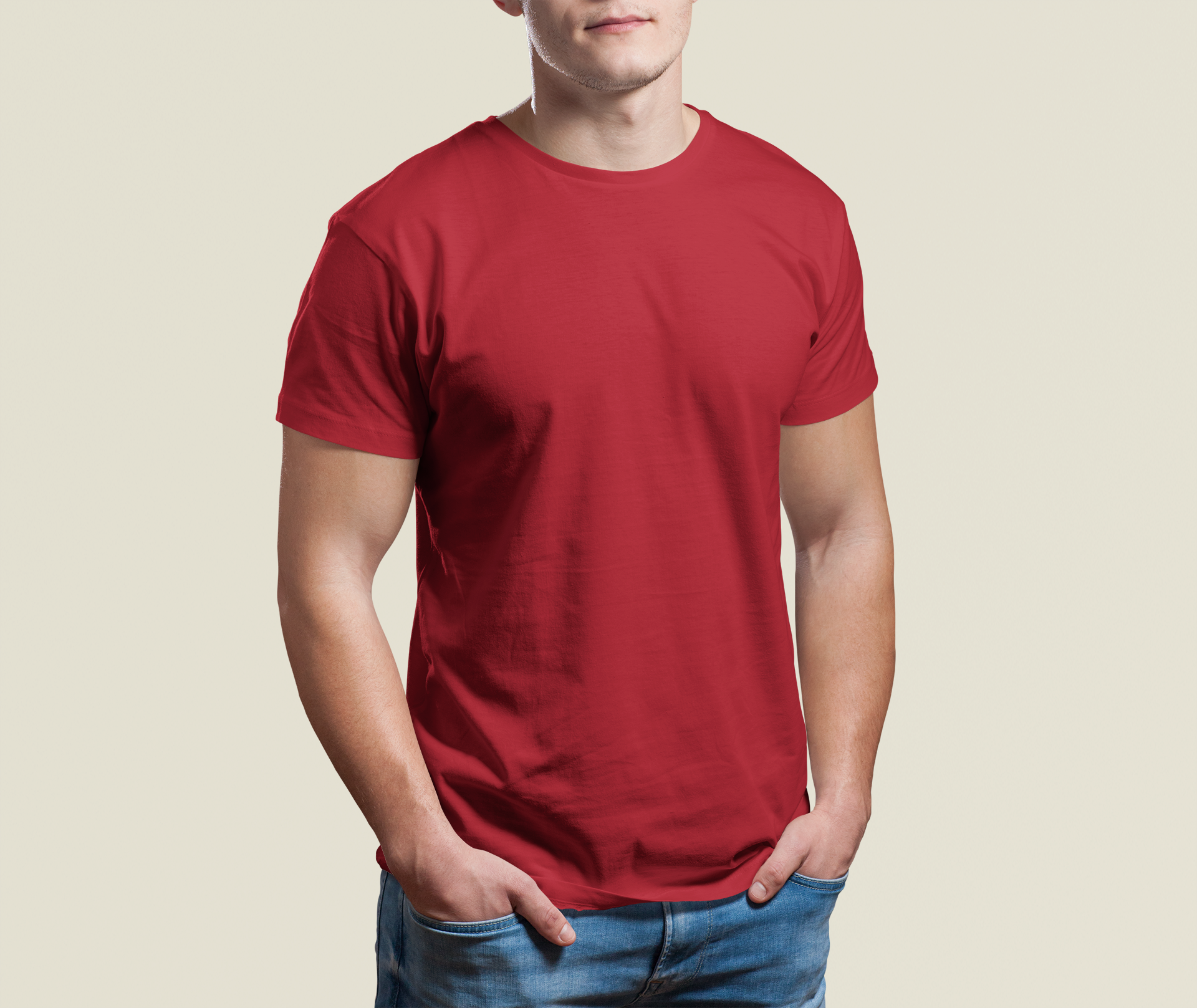 Men's Red Plain T-Shirt