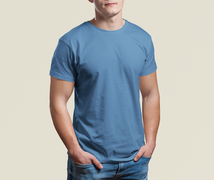 Men's Steel Blue Plain T-Shirt