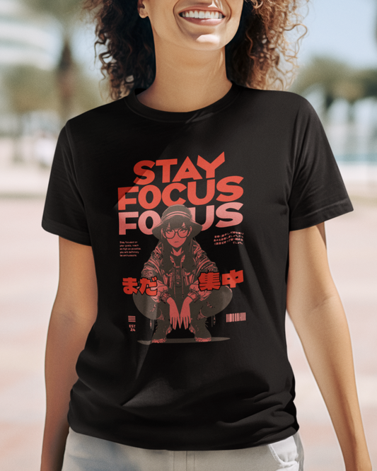 Women's "Stay Focus" Printed T-Shirt | Available 3 Colors