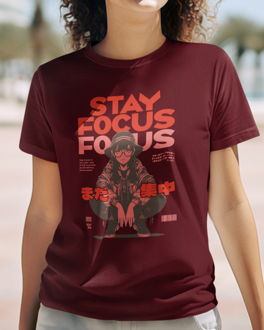 Women's "Stay Focus" Printed T-Shirt | Available 3 Colors