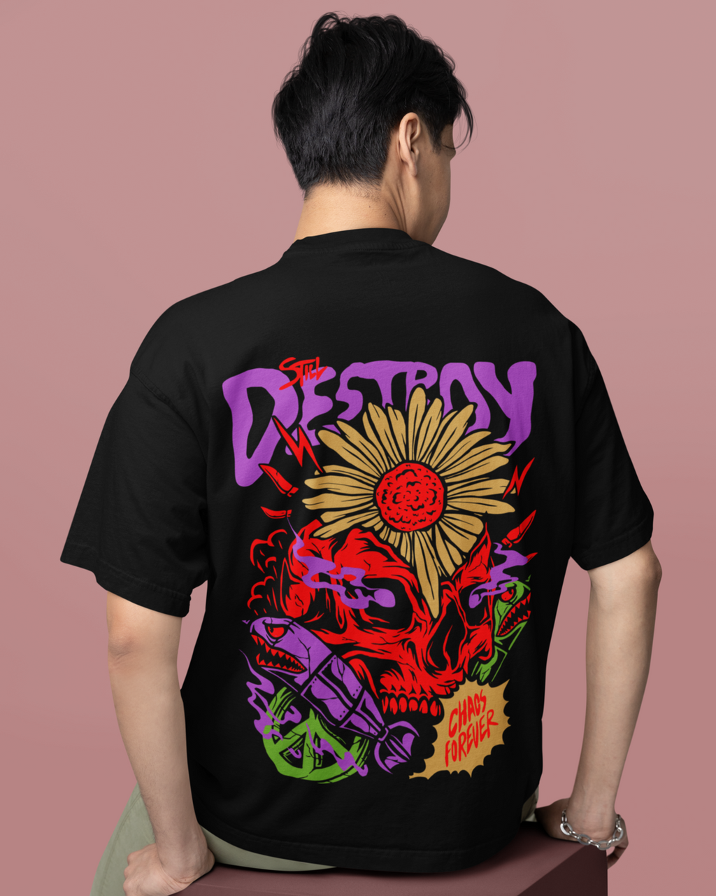Men's "Chaos" Printed Oversized T-Shirt | Available in 3 Colors