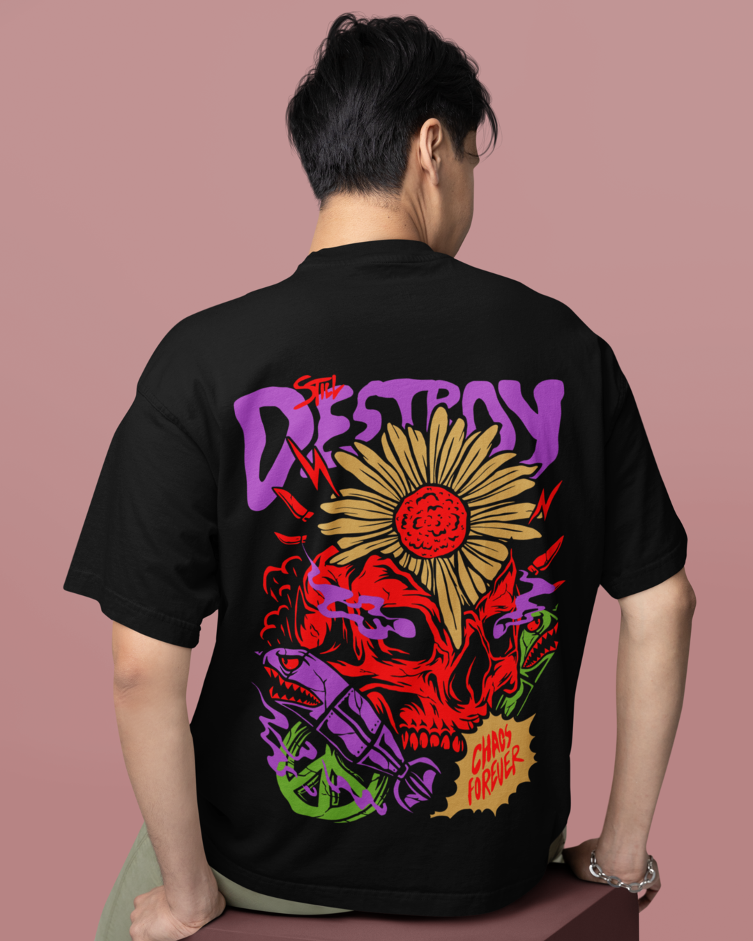 Men's "Chaos" Printed Oversized T-Shirt | Available in 3 Colors