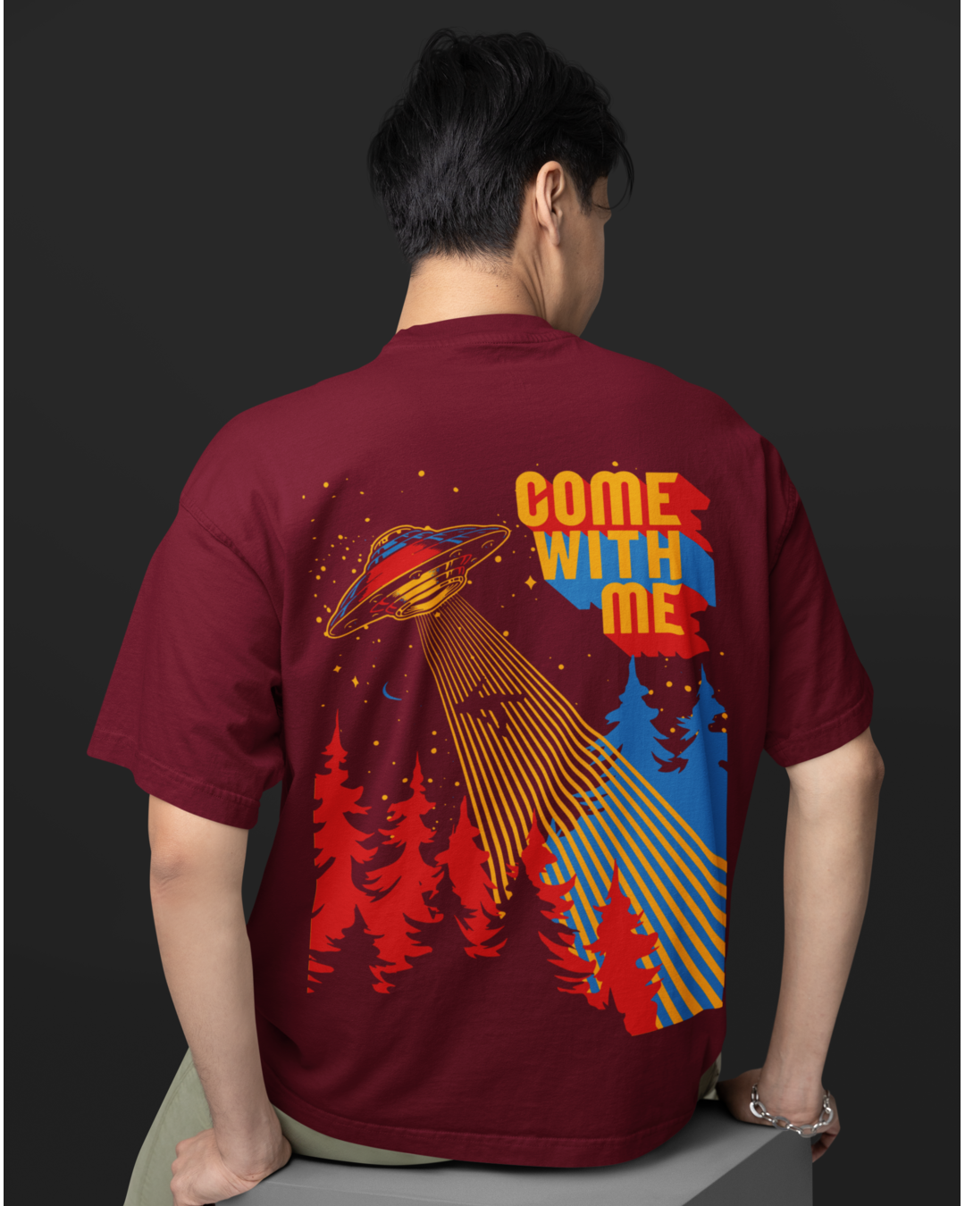 Men's "Come With Me" Printed Oversized T-shirt | Available in 2 Color's