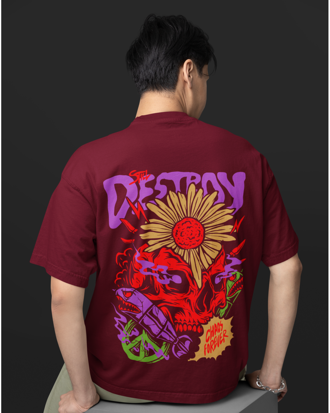 Men's "Chaos" Printed Oversized T-Shirt | Available in 3 Colors