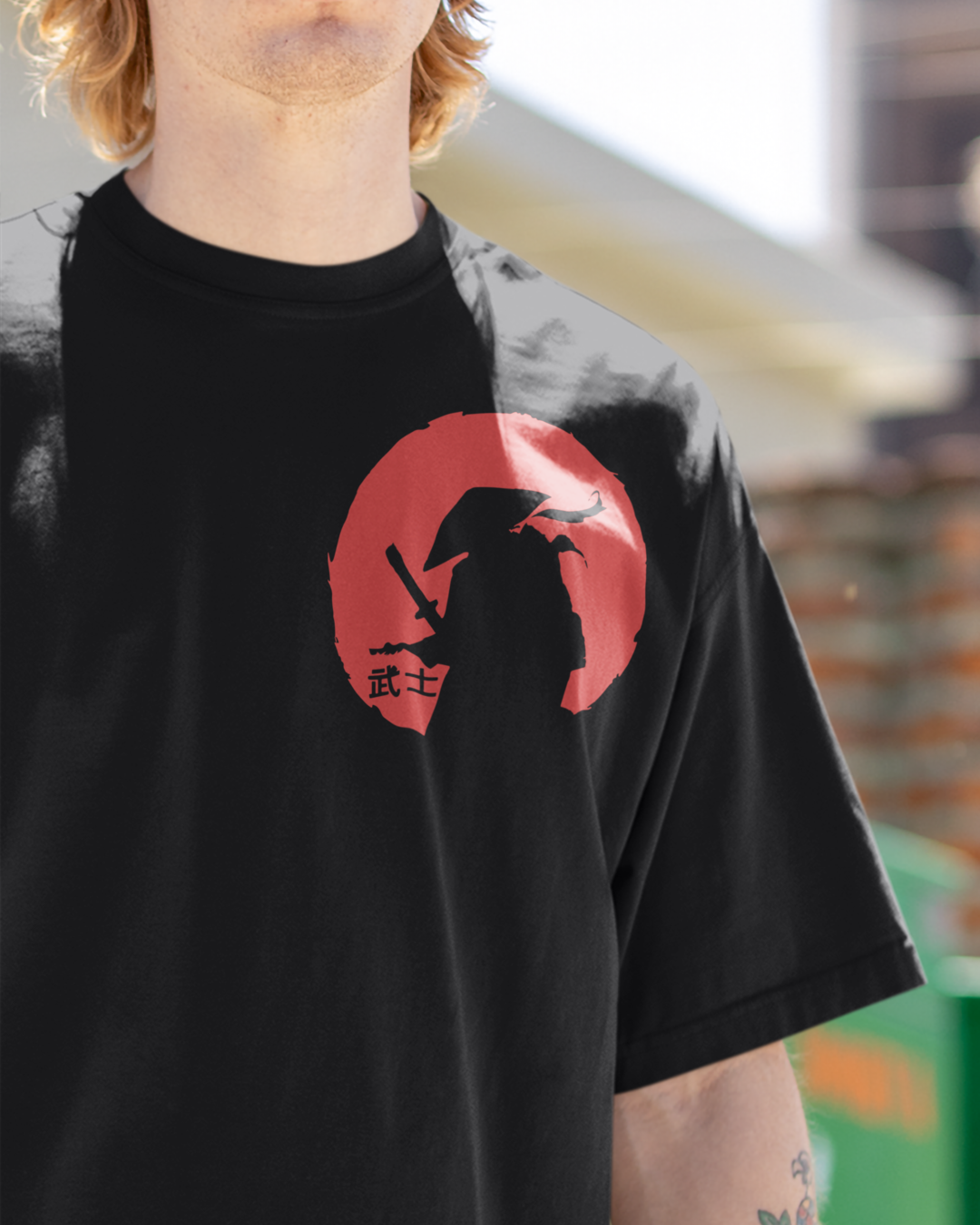 Men's "Wooshi Warrior" Printed Oversized T-shirt