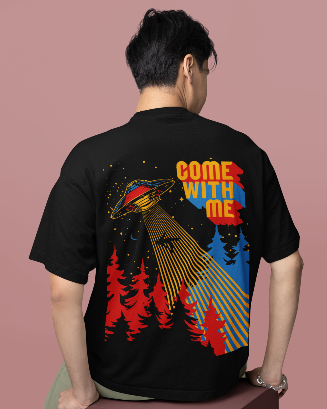 Men's "Come With Me" Printed Oversized T-shirt | Available in 2 Color's