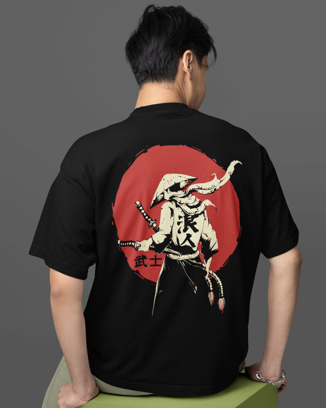 Men's "Wooshi Warrior" Printed Oversized T-shirt