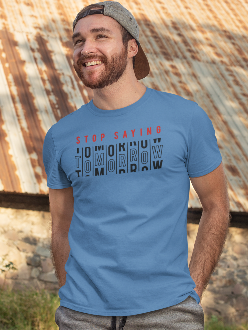 Men’s Regular Fit Cotton T-Shirt| Stop Saying Tomorrow | The Mirai