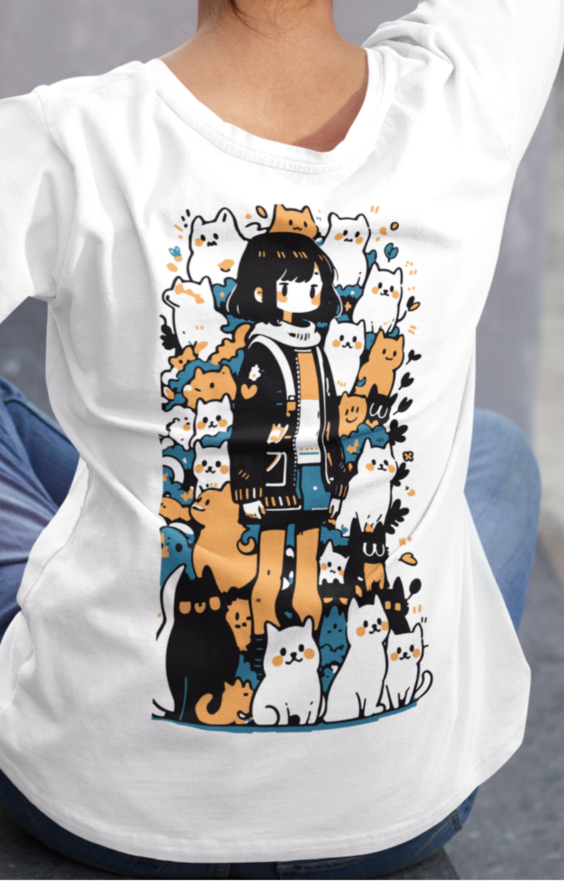 Women's "Cats" Back Printed T-Shirt | Available in 5 Colors