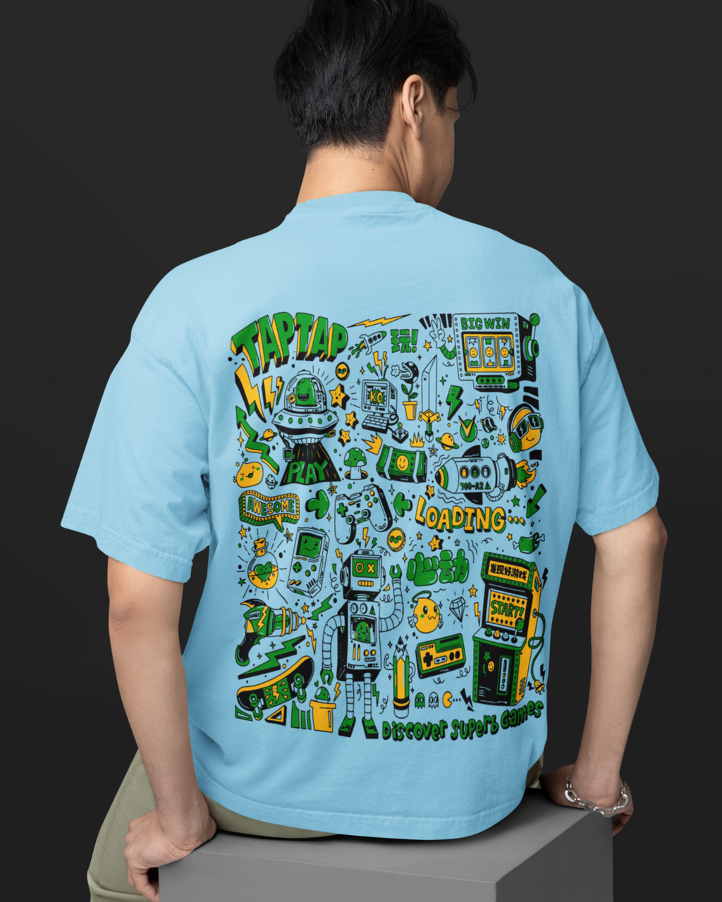 Men's "Tap Tap Gaming" Printed Oversized T-shirt | Available in 2 Colors