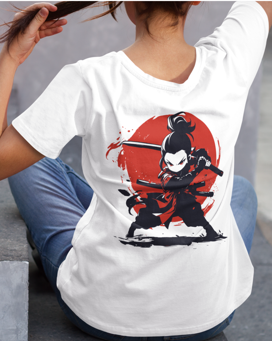 Women's "Warrior Kid" Back Printed Tshirt | Available in 4 Colors