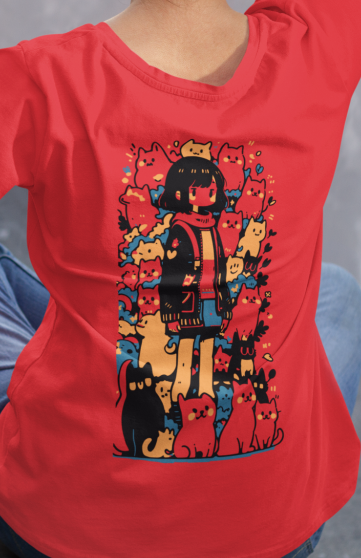 Women's "Cats" Back Printed T-Shirt | Available in 5 Colors